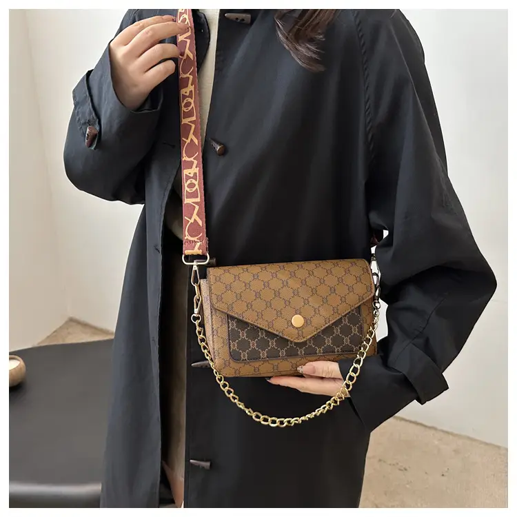 2024 French Style Brown Crossbody Bag with Monogram Print — feature 16