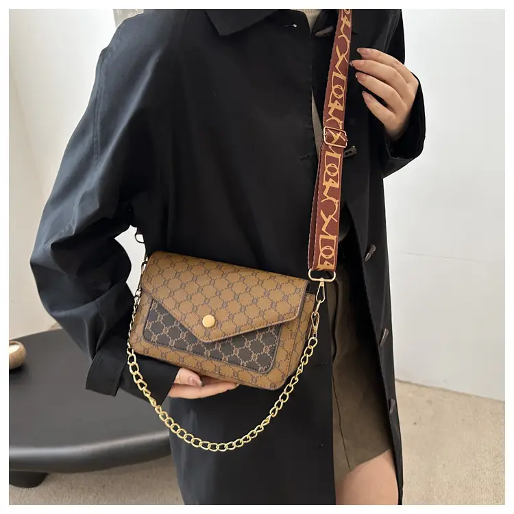 2024 French Style Brown Crossbody Bag with Monogram Print — feature 17