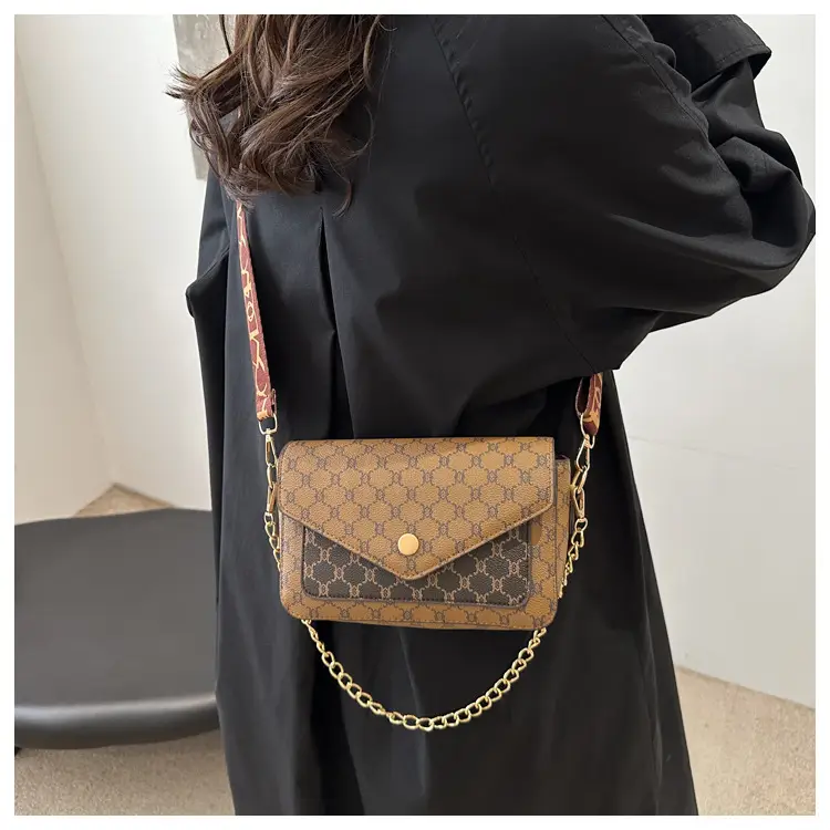 2024 French Style Brown Crossbody Bag with Monogram Print — feature 19