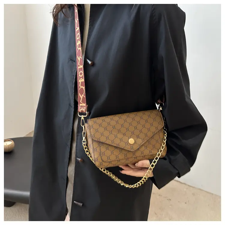 2024 French Style Brown Crossbody Bag with Monogram Print — feature 22