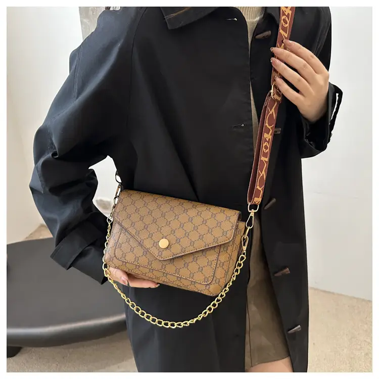 2024 French Style Brown Crossbody Bag with Monogram Print — feature 23