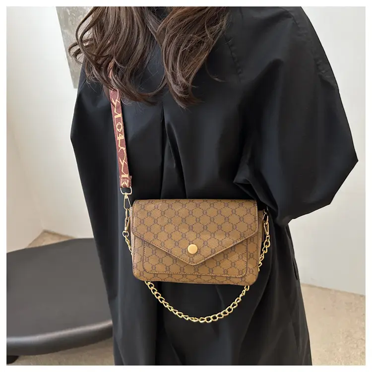2024 French Style Brown Crossbody Bag with Monogram Print — feature 24