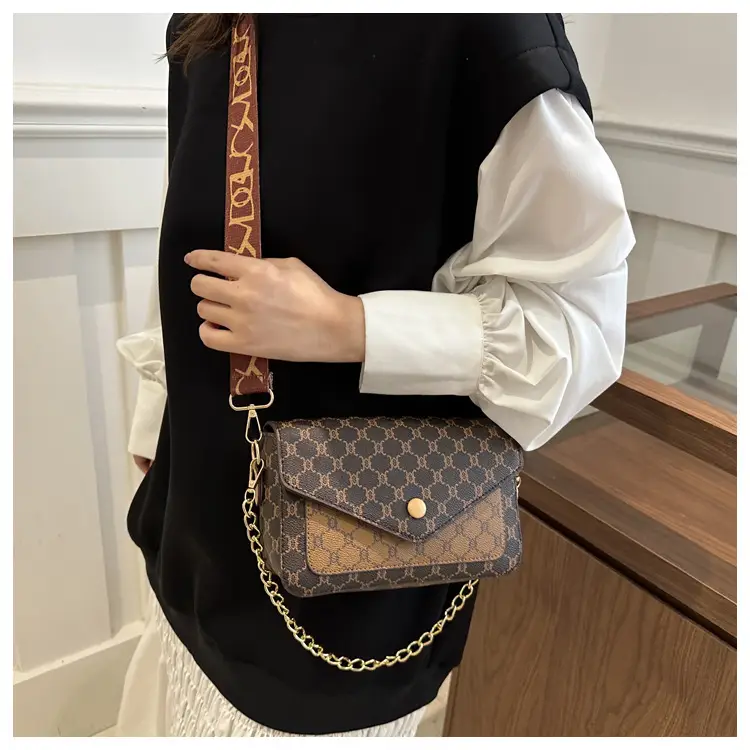 2024 French Style Brown Crossbody Bag with Monogram Print — feature 27