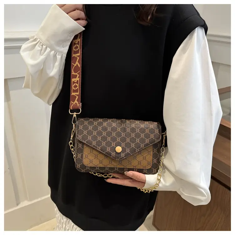 2024 French Style Brown Crossbody Bag with Monogram Print — feature 28