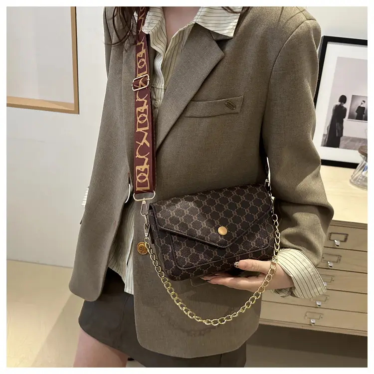 2024 French Style Brown Crossbody Bag with Monogram Print — feature 32