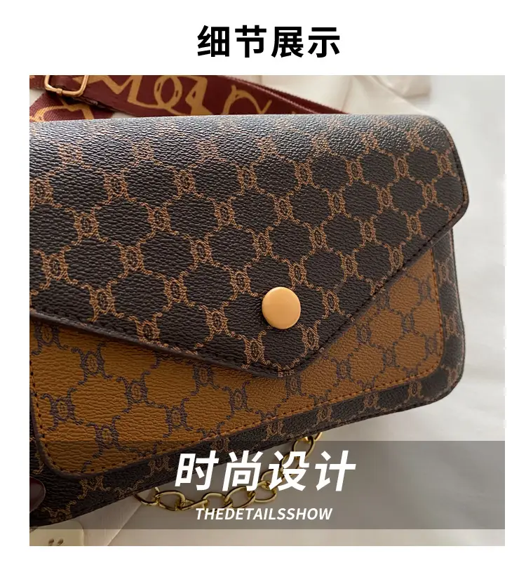 2024 French Style Brown Crossbody Bag with Monogram Print — feature 4
