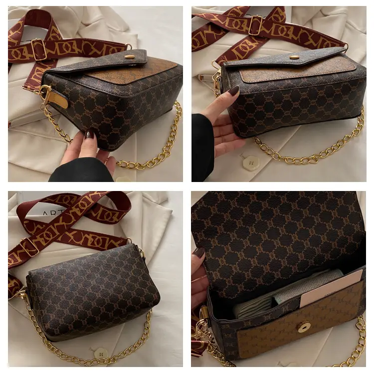 2024 French Style Brown Crossbody Bag with Monogram Print — feature 9