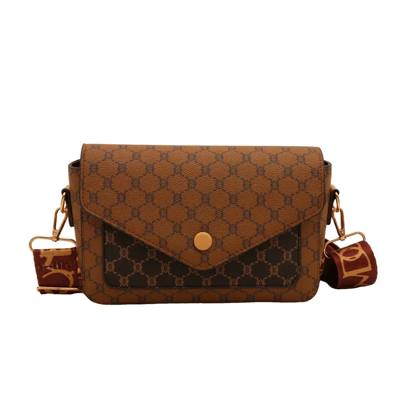 2024 French Style Brown Crossbody Bag with Monogram Print - Image 2