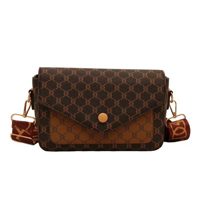 2024 French Style Brown Crossbody Bag with Monogram Print - Image 3