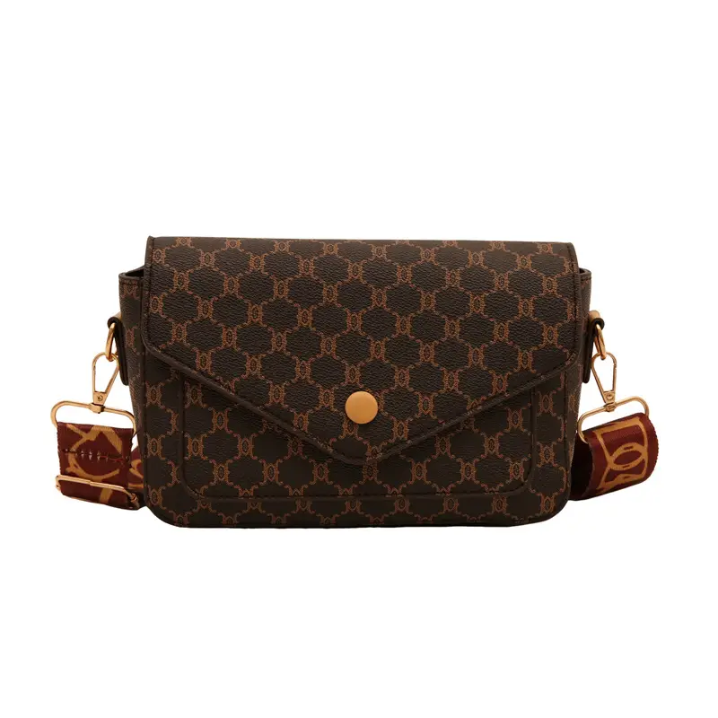 2024 French Style Brown Crossbody Bag with Monogram Print - Image 4