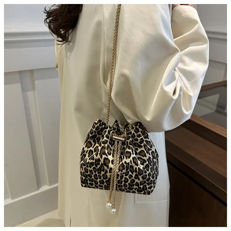 Leopard Print Bucket Bags Women's Crossbody Shoulder Bag