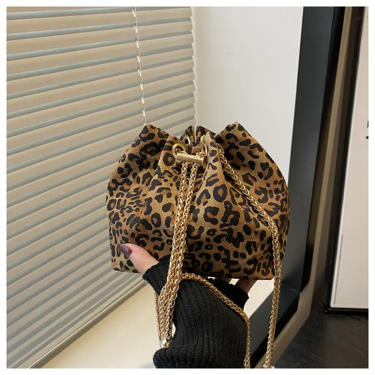 Leopard Print Bucket Bags Women's Crossbody Shoulder Bag