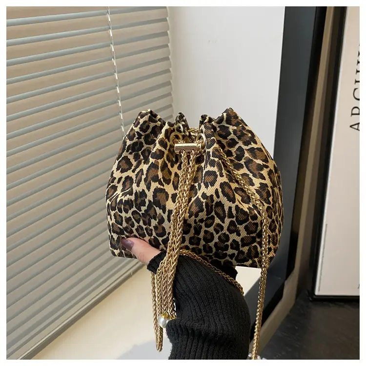 Leopard Print Bucket Bags Women's Crossbody Shoulder Bag