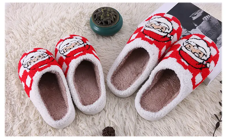 Cross-Border New Red Santa Claus Winter Thickened Cotton Slippers, Christmas Atmosphere Thickened Plush Home Slippers — feature 7