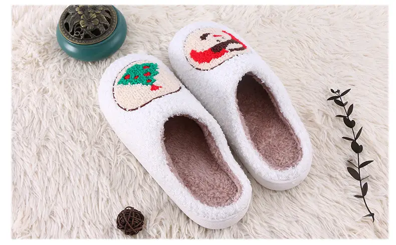 Christmas Series Smiling Snowman Warm Indoor Cotton Slippers Non-Slip Rubber Bottom Home Plush Slippers for Couple — feature 9