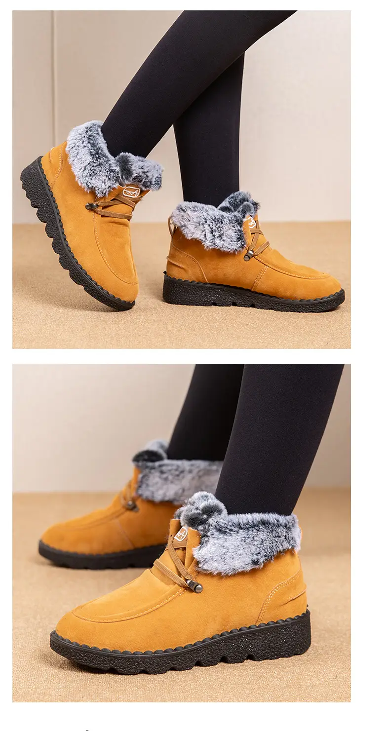 Flat Snow Boots for Women 2025 Autumn and Winter New European and American Export Large Size Plus Round Toe Lace-Up Velvet Thickeneded Short Boots Wholesale — feature 17