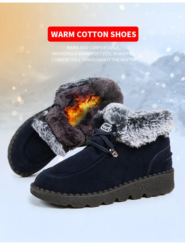 Flat Snow Boots for Women 2025 Autumn and Winter New European and American Export Large Size Plus Round Toe Lace-Up Velvet Thickeneded Short Boots Wholesale — feature 2