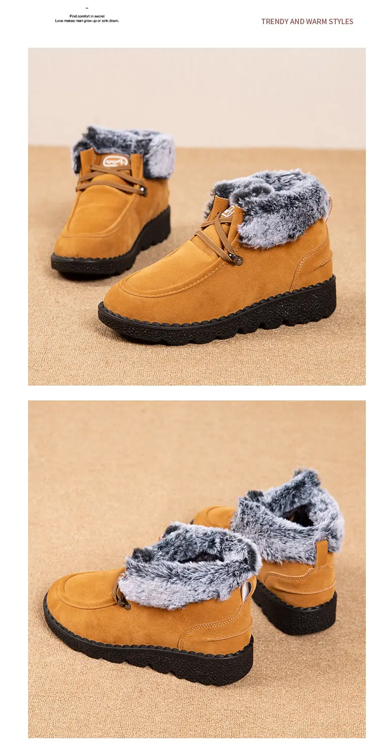 Flat Snow Boots for Women 2025 Autumn and Winter New European and American Export Large Size Plus Round Toe Lace-Up Velvet Thickeneded Short Boots Wholesale — feature 20