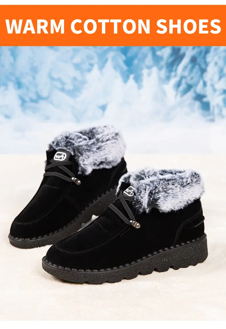 Flat Snow Boots for Women 2025 Autumn and Winter New European and American Export Large Size Plus Round Toe Lace-Up Velvet Thickeneded Short Boots Wholesale — feature 4