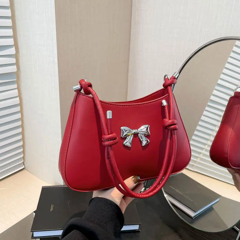 Textured Bow Shoulder Bag Candy Color Artistic - Image 10