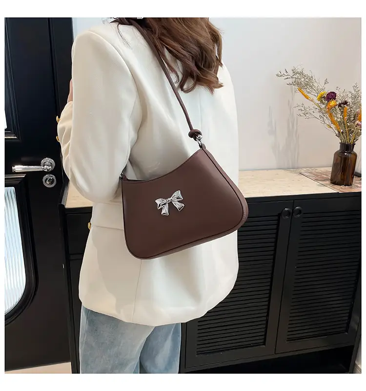 Textured Bow Shoulder Bag Candy Color Artistic — feature 21
