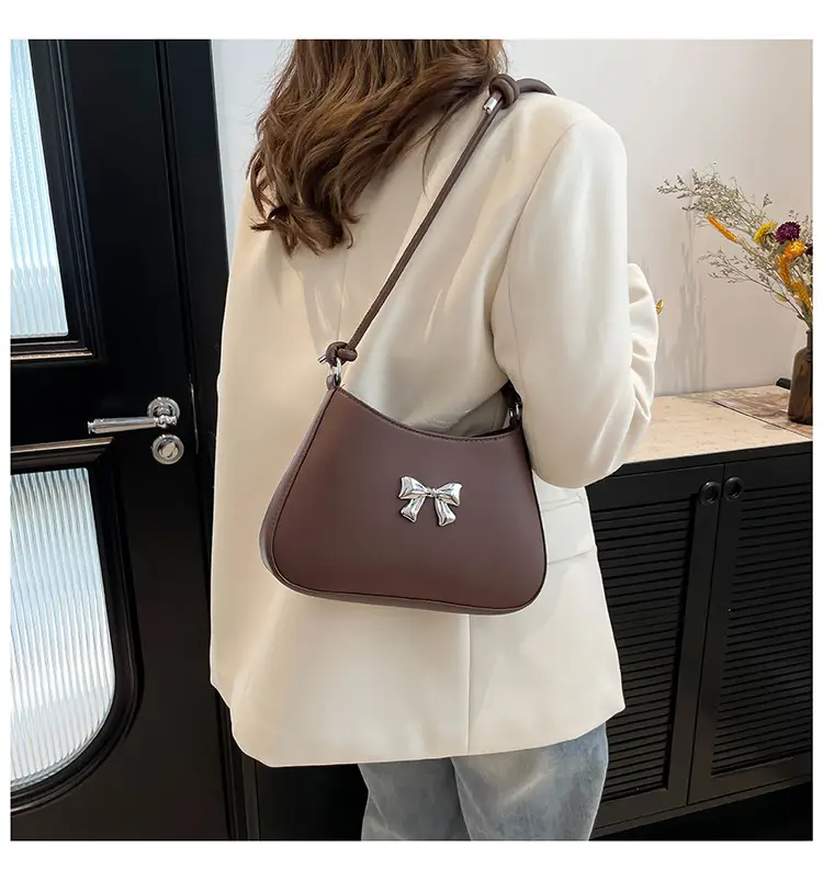 Textured Bow Shoulder Bag Candy Color Artistic — feature 22