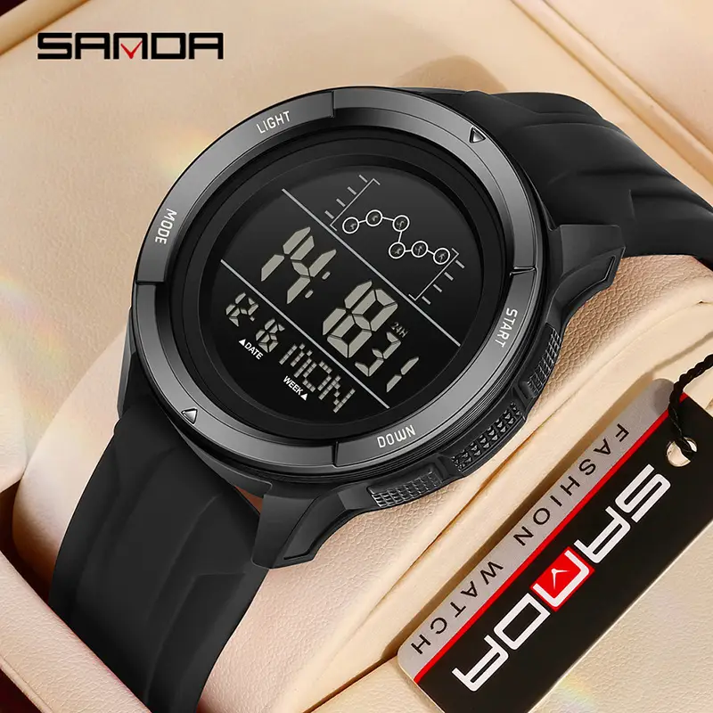 Sanda Multi-Functional Luminous Sports Watch with Red Strap - Image 14