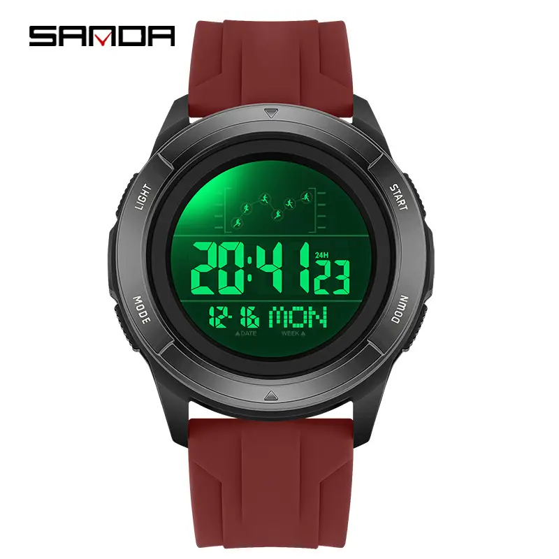 Sanda Multi-Functional Luminous Sports Watch with Red Strap - Image 16