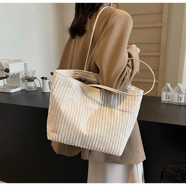 Corduroy Canvas Shoulder Tote Bag 2024 Winter New — feature 11
