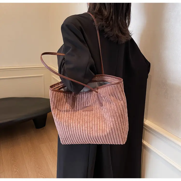 Corduroy Canvas Shoulder Tote Bag 2024 Winter New — feature 16