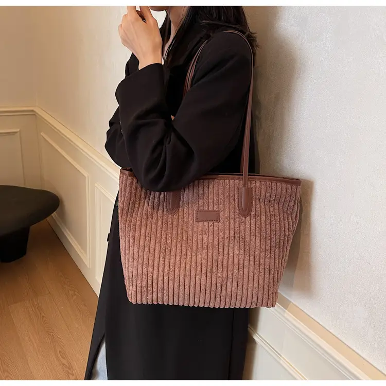 Corduroy Canvas Shoulder Tote Bag 2024 Winter New — feature 18