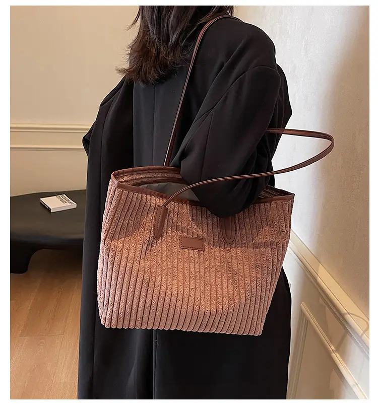 Corduroy Canvas Shoulder Tote Bag 2024 Winter New — feature 2