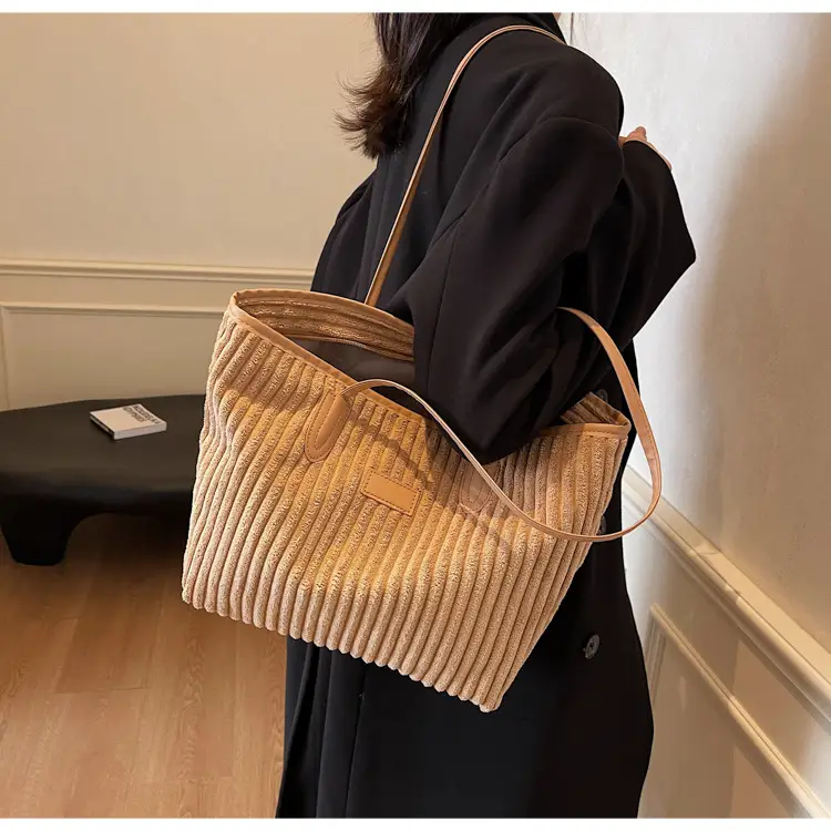 Corduroy Canvas Shoulder Tote Bag 2024 Winter New — feature 20