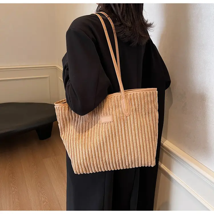 Corduroy Canvas Shoulder Tote Bag 2024 Winter New — feature 21
