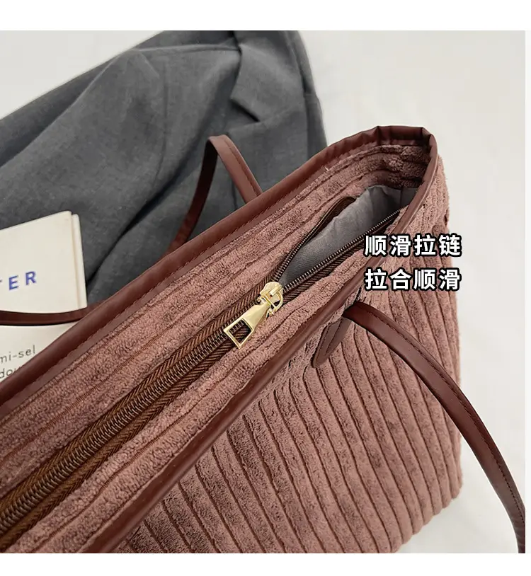 Corduroy Canvas Shoulder Tote Bag 2024 Winter New — feature 4