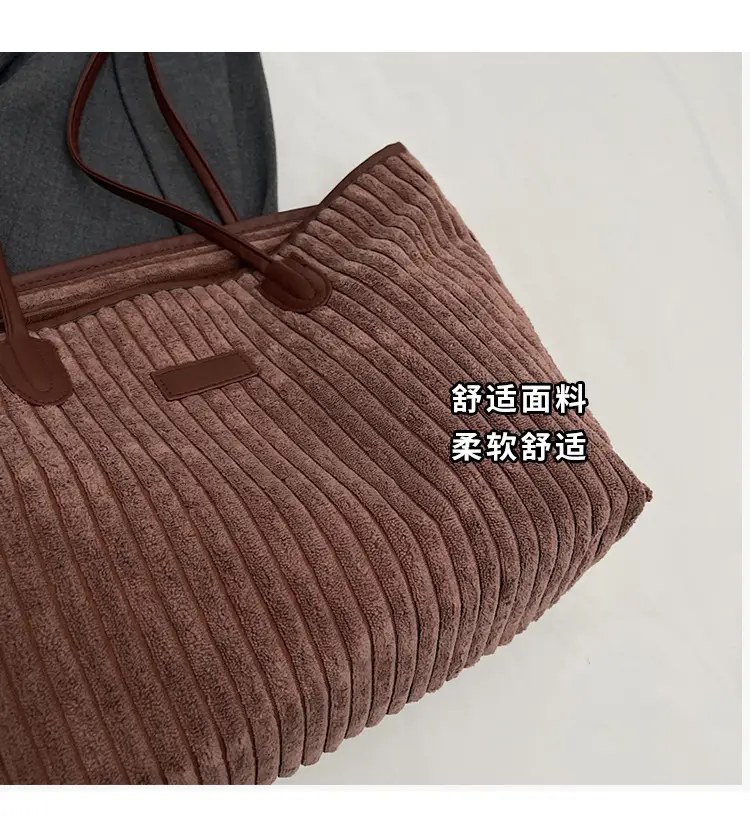 Corduroy Canvas Shoulder Tote Bag 2024 Winter New — feature 6