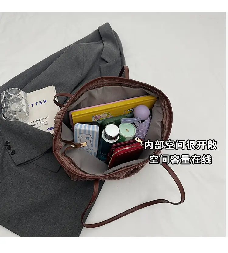 Corduroy Canvas Shoulder Tote Bag 2024 Winter New — feature 8