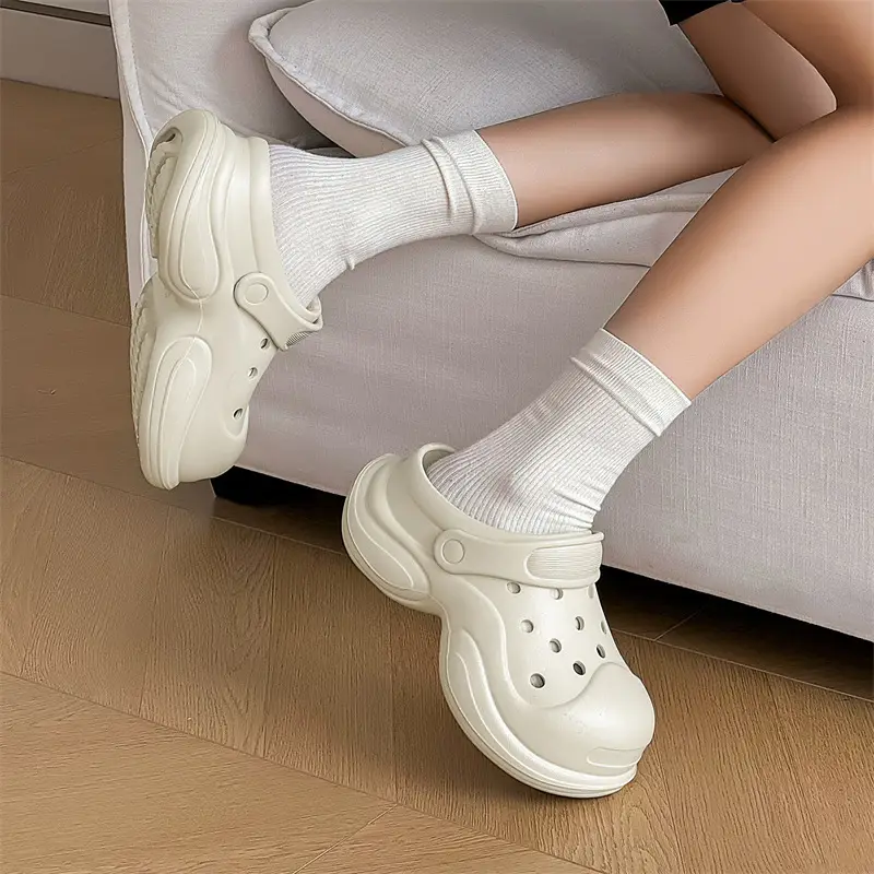 Thick-soled Cave Shoes Women's Height-increasing Exterior Wear All-match Breathable Baotou Non-smelly Feet Soft-soled Lightweight Non-slip Wear-resistant Slippers