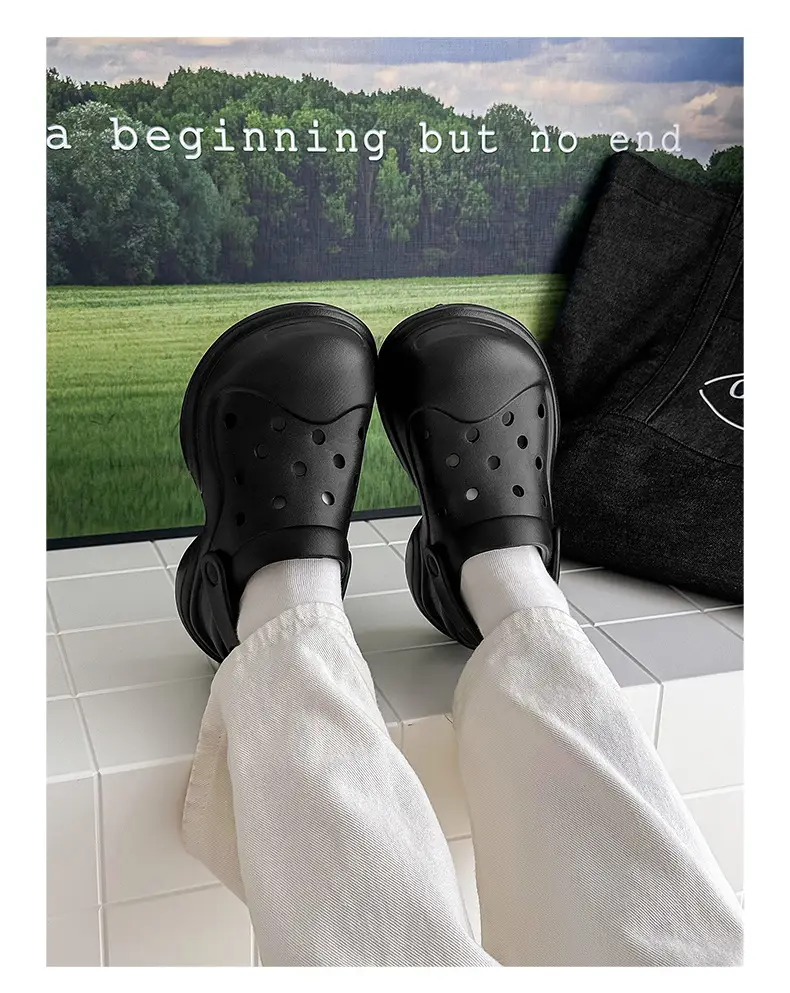 Thick-soled Cave Shoes Women's Height-increasing Exterior Wear All-match Breathable Baotou Non-smelly Feet Soft-soled Lightweight Non-slip Wear-resistant Slippers — feature 11