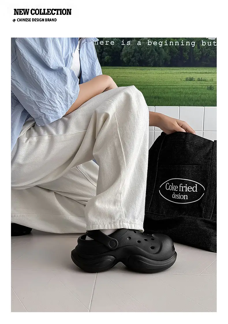 Thick-soled Cave Shoes Women's Height-increasing Exterior Wear All-match Breathable Baotou Non-smelly Feet Soft-soled Lightweight Non-slip Wear-resistant Slippers — feature 12
