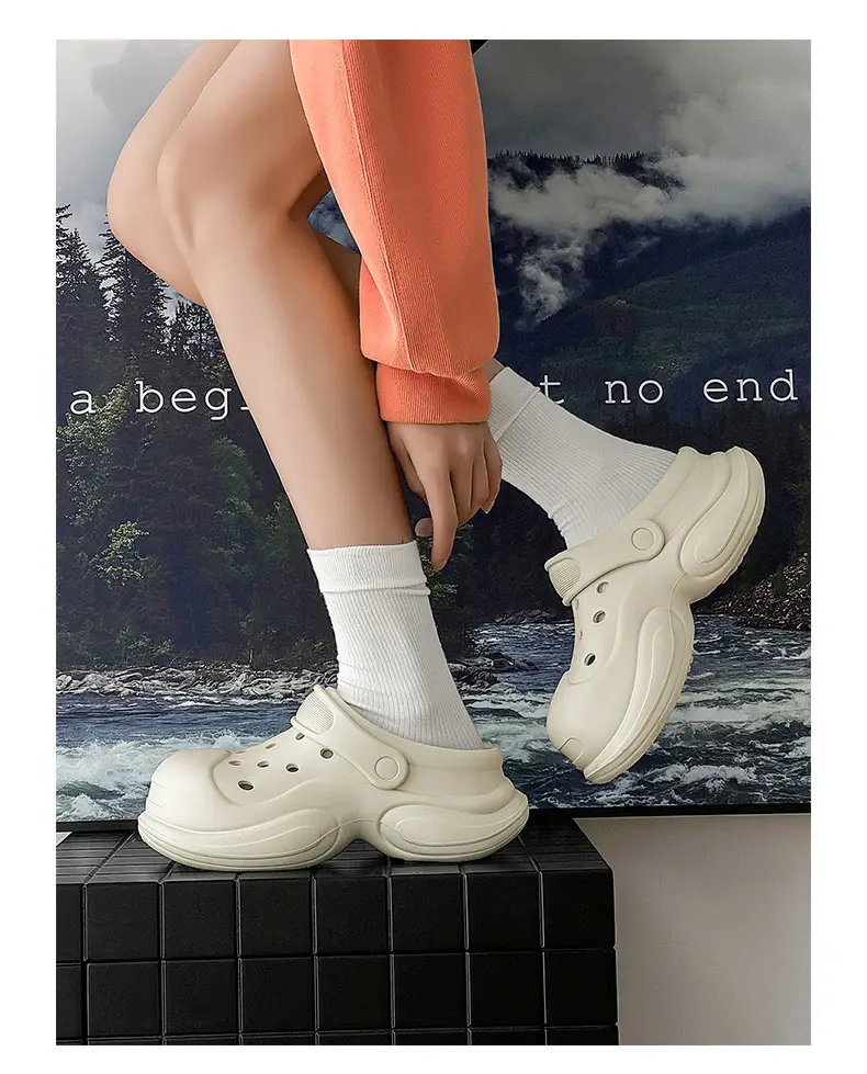 Thick-soled Cave Shoes Women's Height-increasing Exterior Wear All-match Breathable Baotou Non-smelly Feet Soft-soled Lightweight Non-slip Wear-resistant Slippers — feature 15