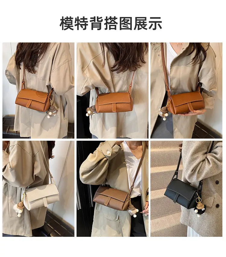 Small Square Black Leather Shoulder Bag for Women — feature 4