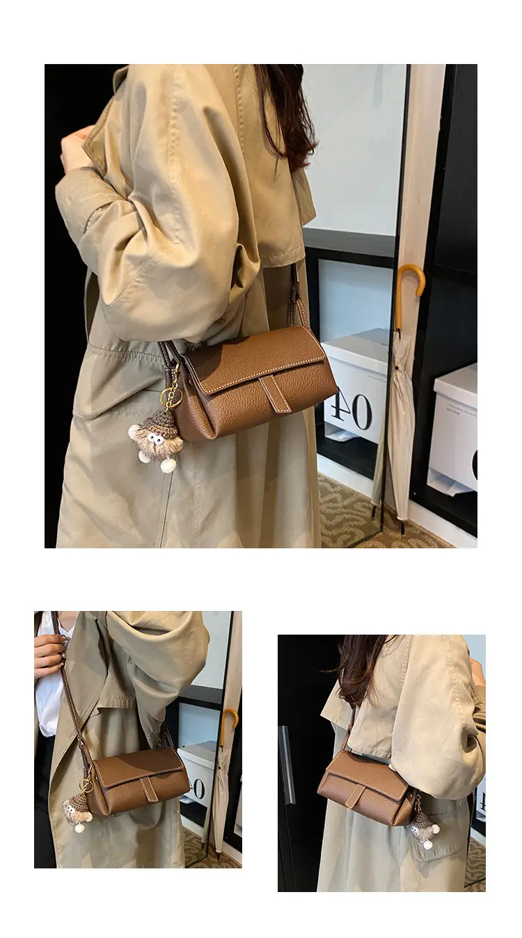 Small Square Black Leather Shoulder Bag for Women — feature 9