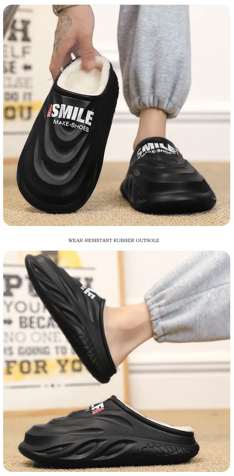 Cotton Slippers Men's Winter Indoor Home Thick-soled Couple's fleece-lined Cotton Shoes Waterproof Outwear Mao Mao Slippers Winter — feature 11