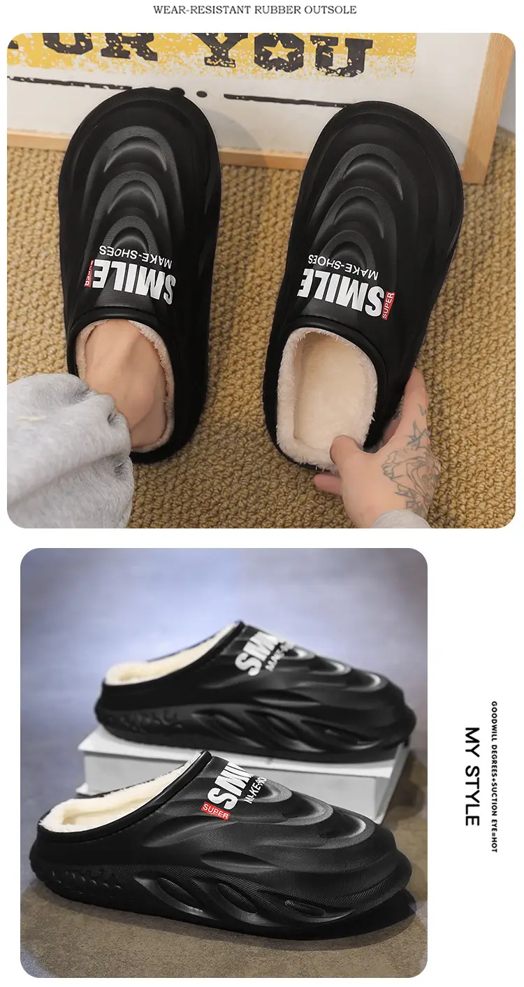 Cotton Slippers Men's Winter Indoor Home Thick-soled Couple's fleece-lined Cotton Shoes Waterproof Outwear Mao Mao Slippers Winter — feature 12