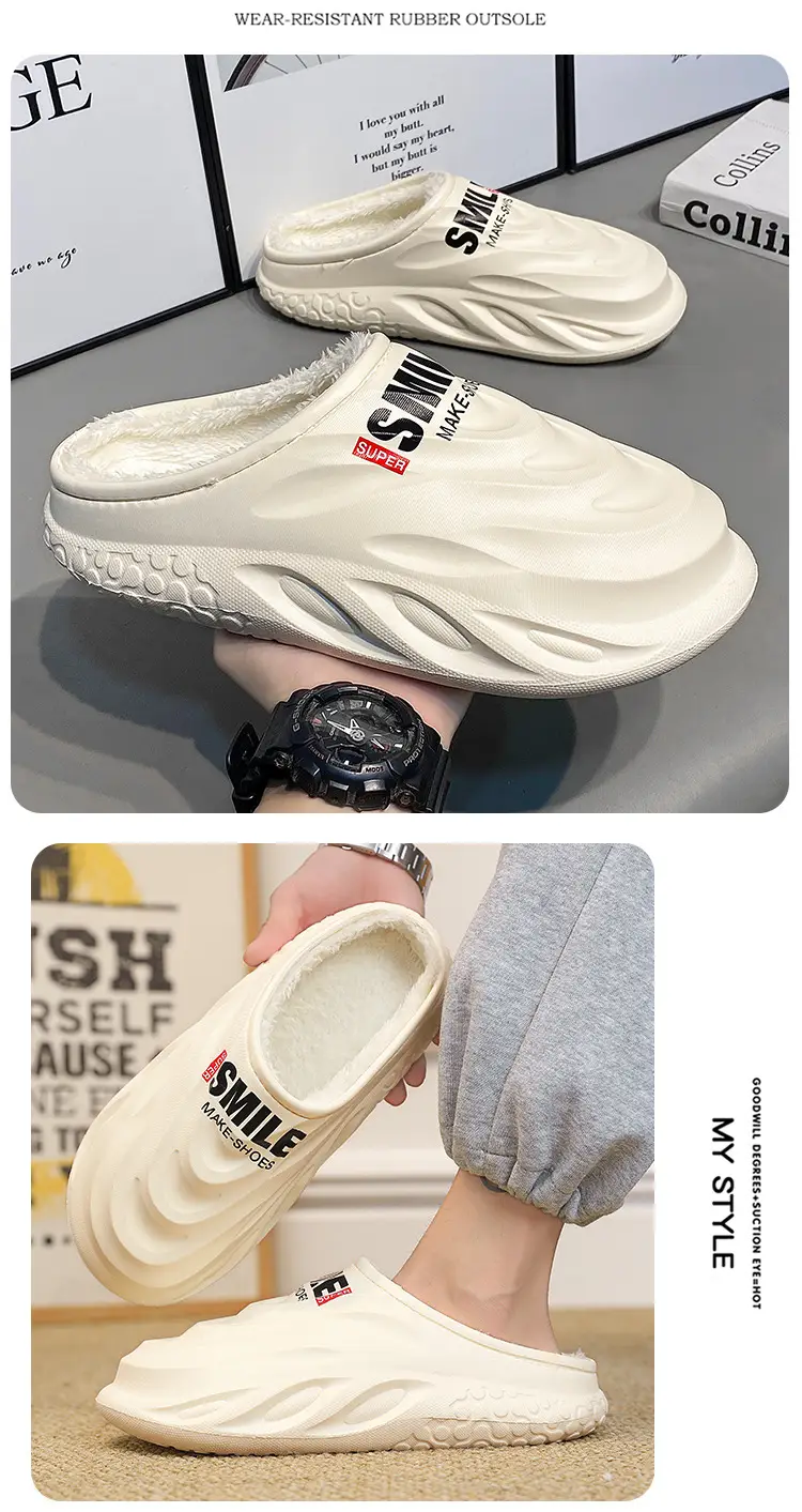Cotton Slippers Men's Winter Indoor Home Thick-soled Couple's fleece-lined Cotton Shoes Waterproof Outwear Mao Mao Slippers Winter — feature 14