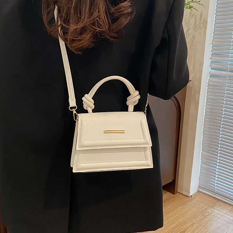 Women Square Crossbody Bag Beige High-End Western Style - Image 5
