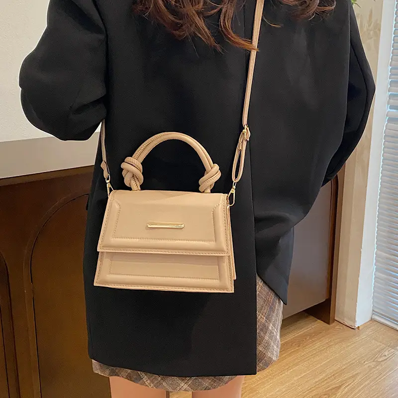 Women Square Crossbody Bag Beige High-End Western Style - Image 7