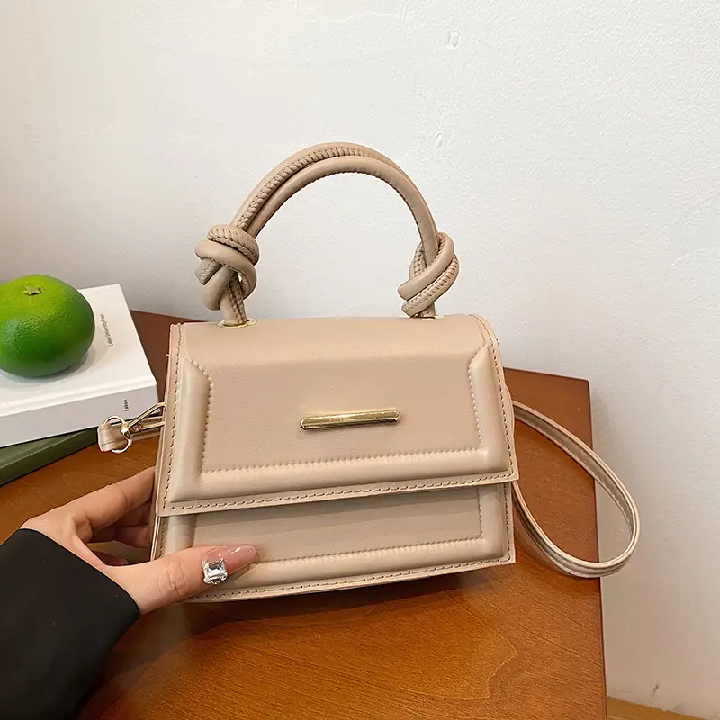 Women Square Crossbody Bag Beige High-End Western Style - Image 4