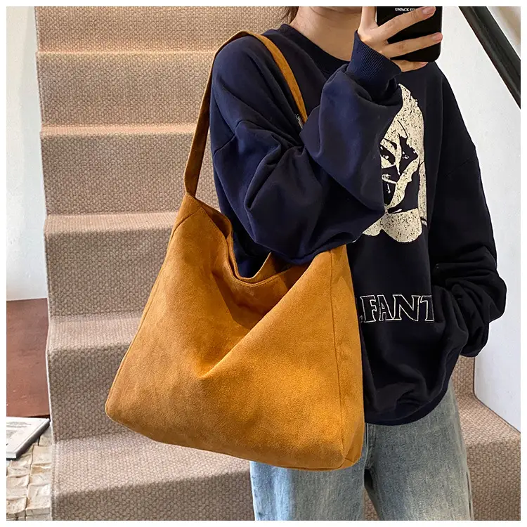 Black Fleece Tote Bag Large Capacity Work Commuter Shoulder Bag — feature 14